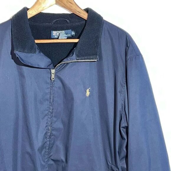 Polo Ralph Lauren Inner Fleece Full Zip Aviator Jacket Men XL Blue Snap Pocket - Picture 3 of 7